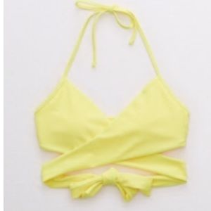 NWT Aerie Bright yellow wrap halter bikini top